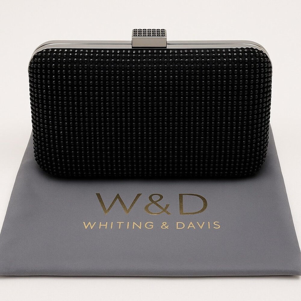 Whiting & Davis Black Rhinestone Clutch – NEW